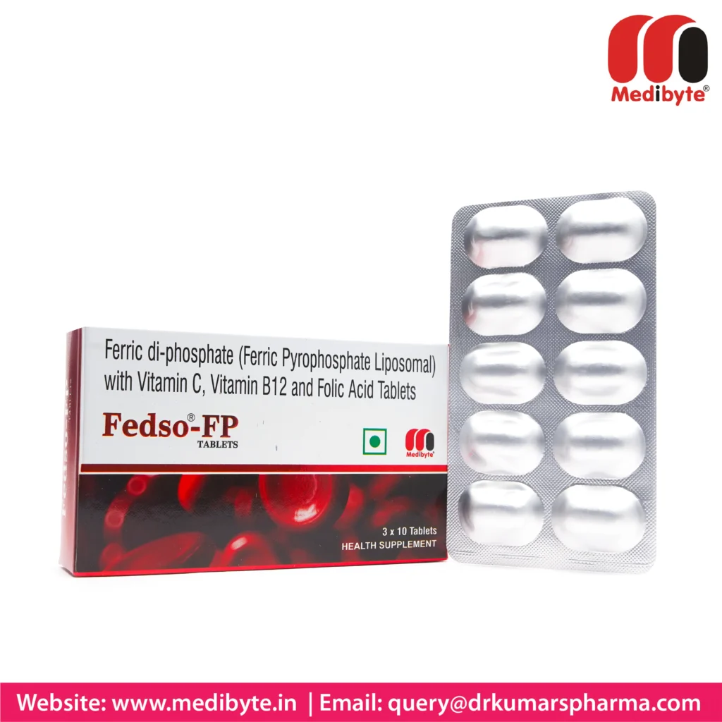 Ferric di-phosphate (Ferric Pyrophosphate Liposomal) with Vitamin C, Vitamin B12 and Folic Acid Tablet